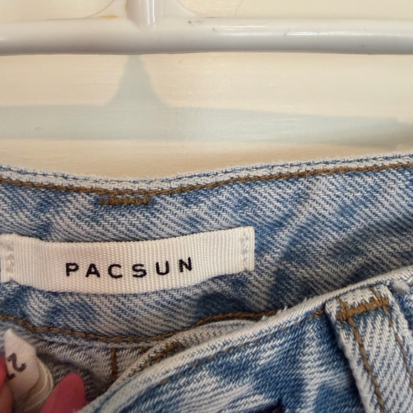 PacSun Two-Tone Blue Patchwork Straight-Leg Jeans 90’s Boyfriend Style - Picture 2 of 4